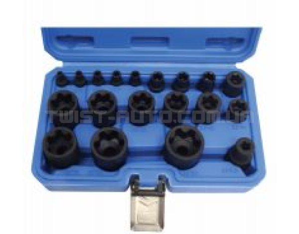 Набір ударних торцевих головок E-TORX PLUS 1/4″ + 3/8″ + 1/2″ 19 предметів SATRA S-90230 Набір ударних торцевих головок E-TORX PLUS 1/4″ + 3/8″ + 1/2″ 19 предметів SATRA S-90230