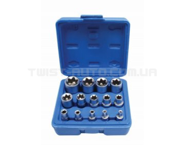 Набір головок TORX 1/4"-1/2" E4-E24 14 од. SATRA S-P14ES