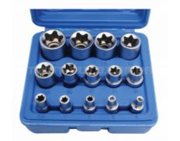 Набір головок TORX 1/4"-1/2" E4-E24 14 од. SATRA S-P14ES