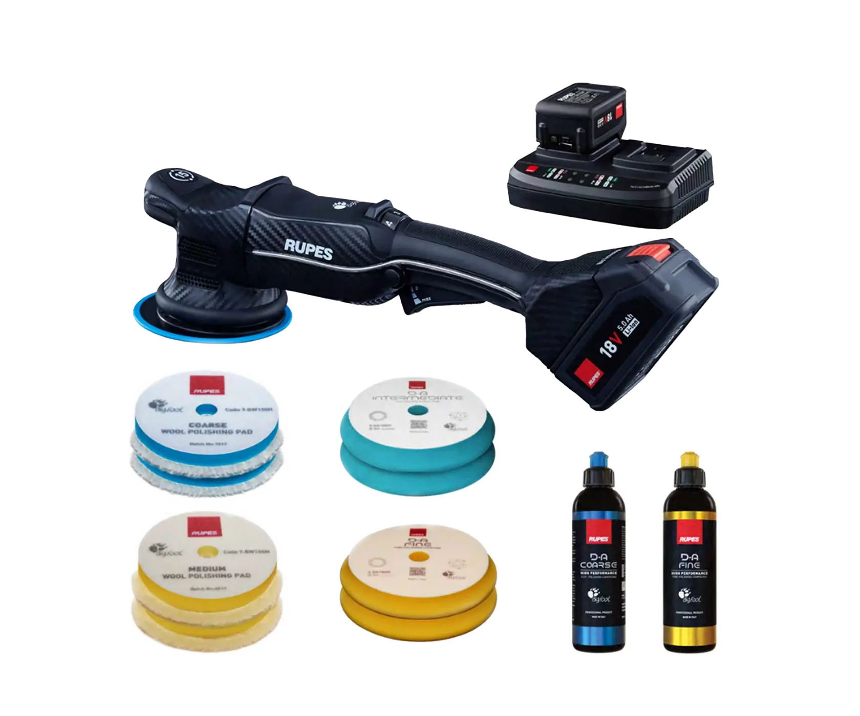 Полірувальна машина RUPES BigFoot iBrid Polisher HLR15 BAS З ексцентриковим обертанням на акумуляторі Полірувальна машина RUPES BigFoot iBrid Polisher HLR15 BAS З ексцентриковим обертанням на акумуляторі